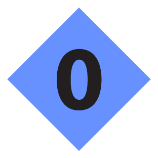 0 inside a blue diamond shape