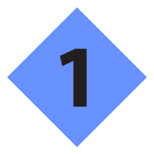 1 inside a blue diamond shape