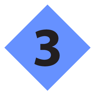 3 inside a blue diamond shape
