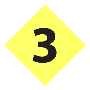 3 inside a yellow diamond shape