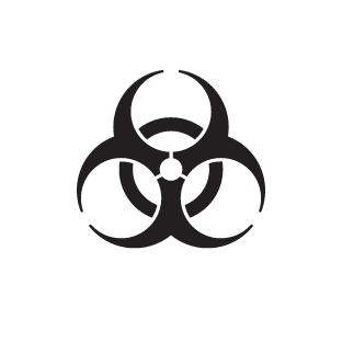 biological hazard symbol inside a white diamond shape