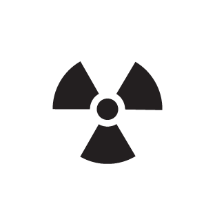 radioactive symbol inside a white diamond shape